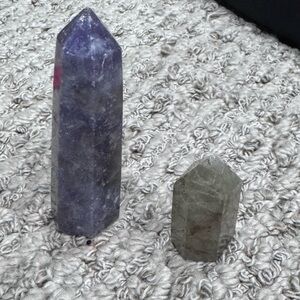 Amethyst and Smoky Quartz Crystal Decor Set